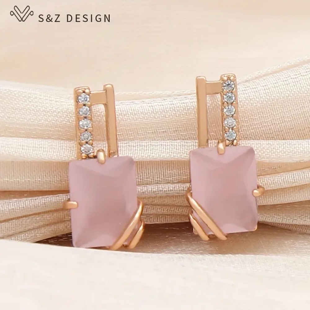 Petite Gold and Pink Gemstone Earrings